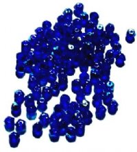 100 4mm Cobalt AB English Cut Faceted Beads